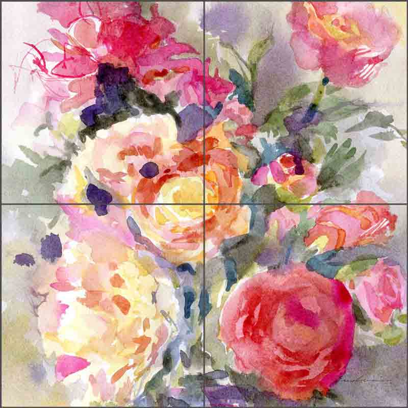 Afternoon Blooms by Evelia Ceramic Tile Mural OB-ES915b