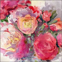 Day Flowers by Evelia Ceramic Tile Mural OB-ES916b