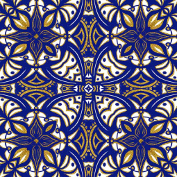 Gold Blue Vintage Tile by Andrea Haase Accent & Decor Tile OB-HAA1115AT