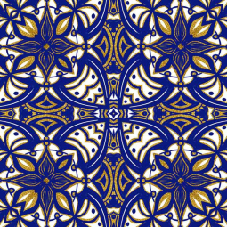 Gold Blue Vintage Tile by Andrea Haase Accent & Decor Tile OB-HAA1115AT
