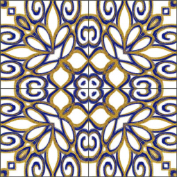 Gold Blue Vintage Tile II by Andrea Haase Ceramic Tile Mural OB-HAA1116