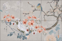 Chinoiserie with Birds by Andrea Haase Ceramic Tile Mural OB-HAA1387a