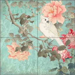 Chinese Cockatoo Garden by Andrea Haase Ceramic Tile Mural OB-HAA1390