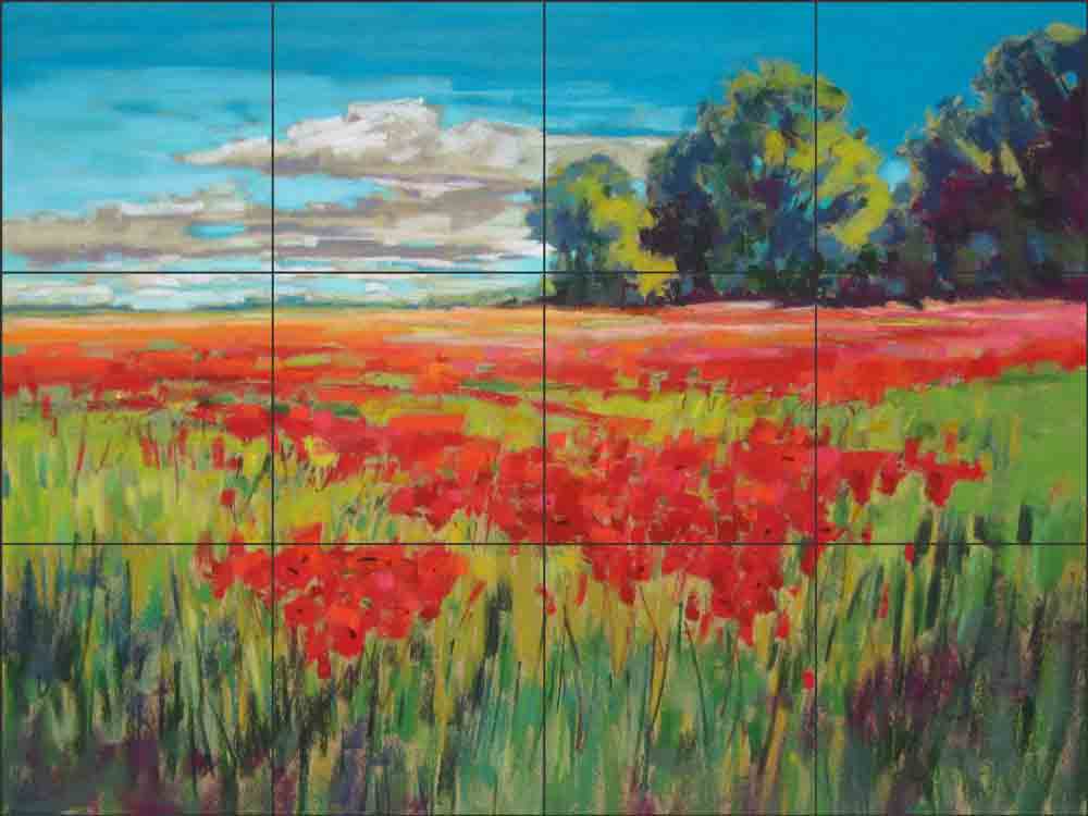 Countryside Poppies by Jennifer Gardner Ceramic Tile Mural OB-JG117