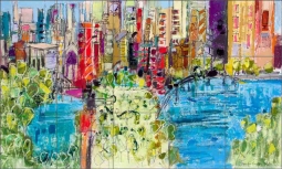 City Skyline 4 by Jennifer Gardner Ceramic Tile Mural OB-JG193