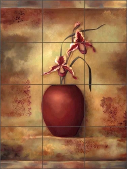 Orchid II by Louise Montillio Ceramic Tile Mural OB-LM19