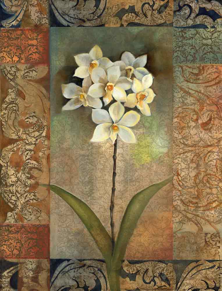 Pattern Orchids by Louise Montillio Ceramic Accent & Decor Tile OB-LM65aAT