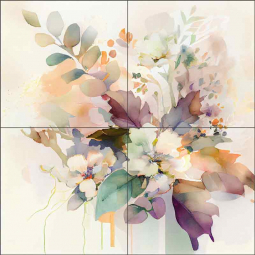 Abstract Floral & Foliage by Leah McLean Ceramic Tile Mural OB-MCL107