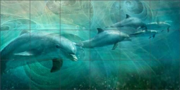 Dolphin Drifters by Steve Hunziker Ceramic Tile Mural OB-SH839
