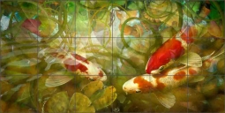 Celestial Fish II by Steve Hunziker Ceramic Tile Mural OB-SH845