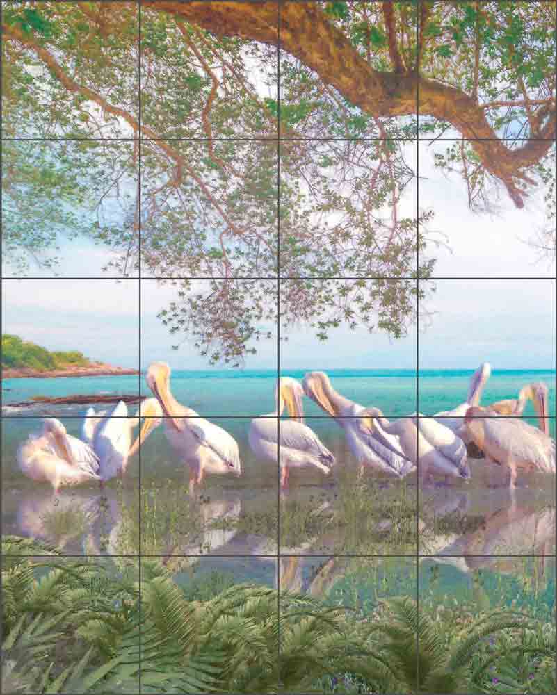 Coastal Plumage, Five by Steve Hunziker Ceramic Tile Mural OB-SH892