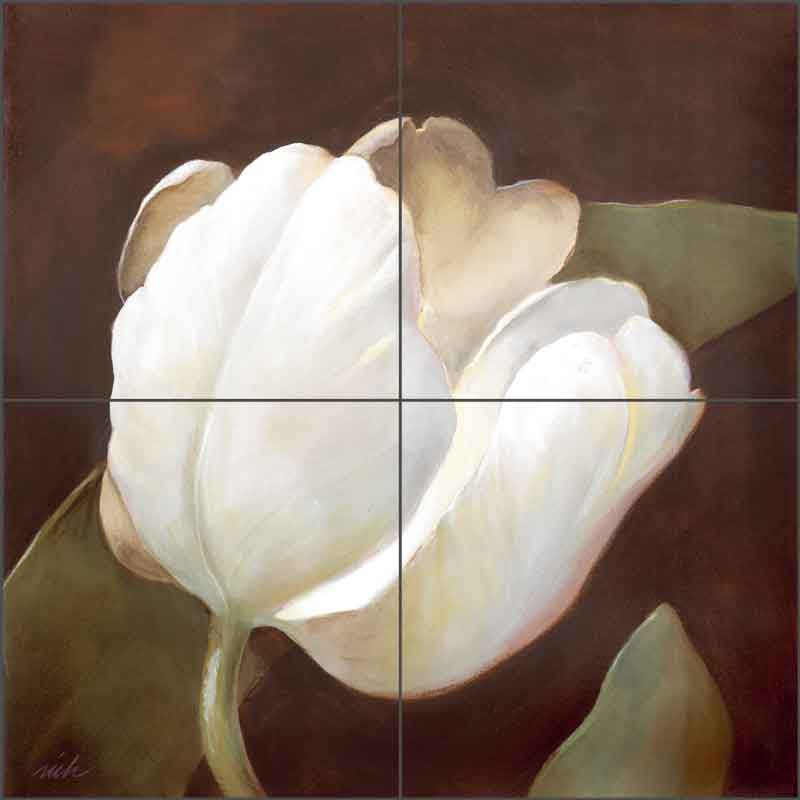 White Tulip by Wilder Rich Ceramic Tile Mural OB-WR1333