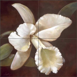 White Orchid by Wilder Rich Ceramic Tile Mural OB-WR1334