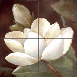 White Magnolia by Wilder Rich Ceramic Tile Mural OB-WR1335