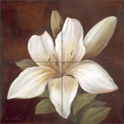 White Lily by Wilder Rich Ceramic Tile Mural OB-WR1336