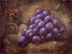 Purple Grapes by Wilder Rich Ceramic Tile Mural OB-WR687a