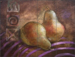 Green Pears by Wilder Rich Ceramic Tile Mural OB-WR690b