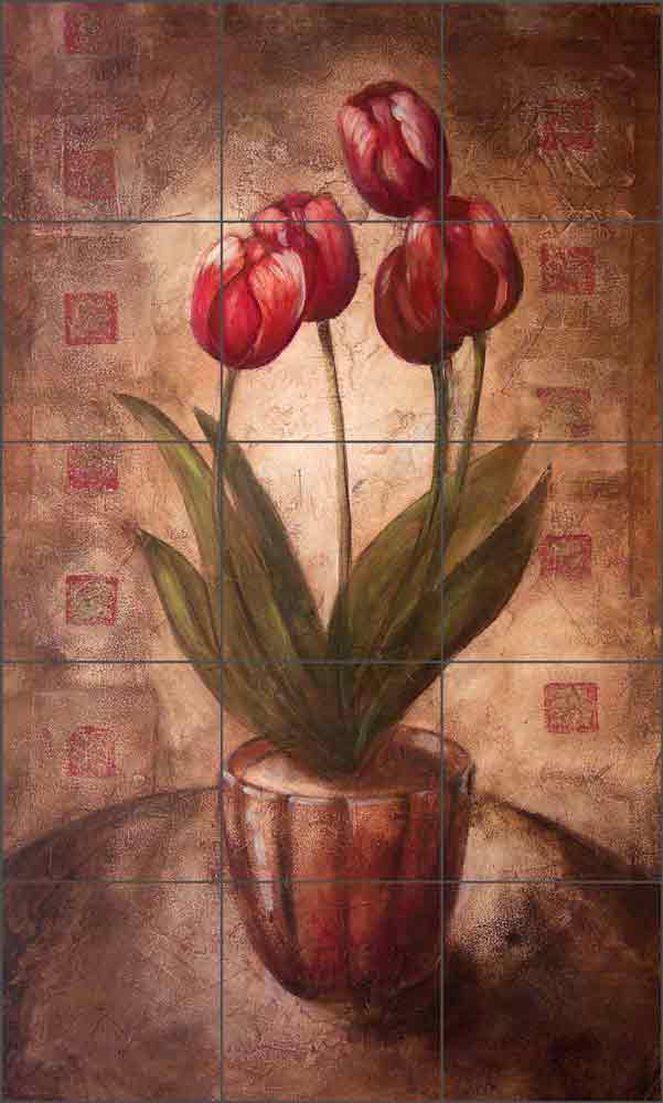 Tall Tulip Flower by Wilder Rich Ceramic Tile Mural OB-WR697