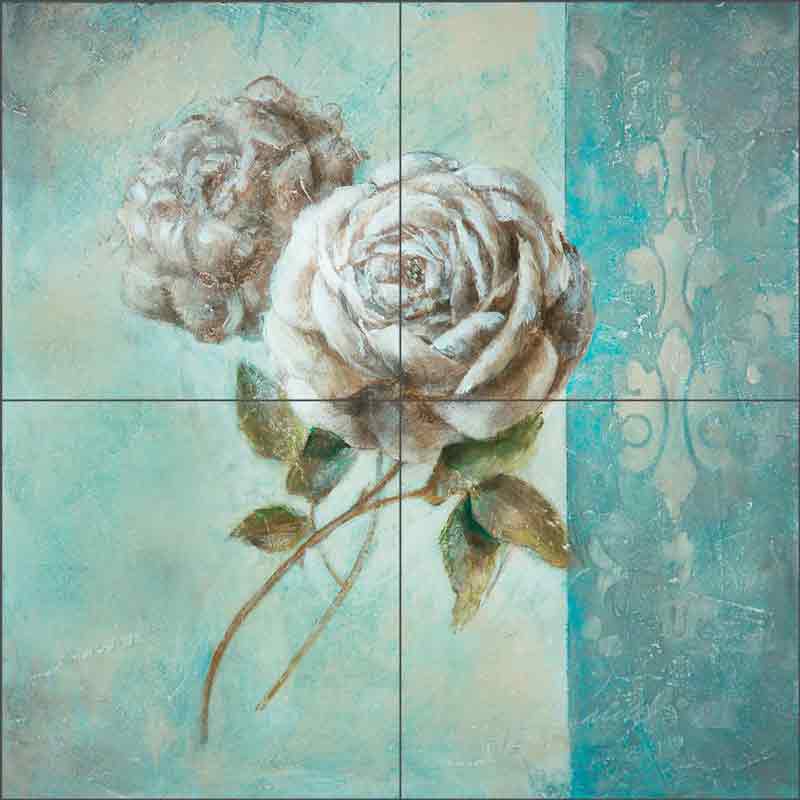 Blue Rose II by Wilder Rich Ceramic Tile Mural OB-WR781b