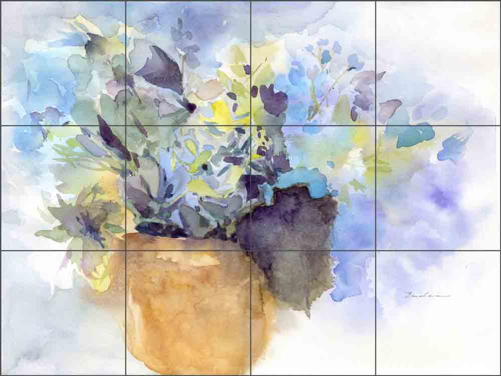 Bluish Hydrangea by Evelia Ceramic Tile Mural OB-ES919