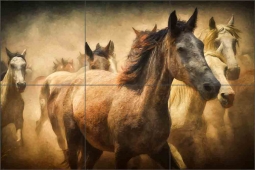 Herd of Horses by PDP Art Ceramic Tile Mural PDP005
