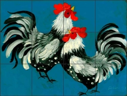 2 Chickens by Bonnie Siebert Ceramic Tile Mural POV-BSA002
