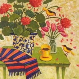 Conversations at Noon 2 by Cindy Revell Accent & Decor Tile POV-CR002AT