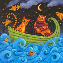 Love in a Boat by Cindy Revell Accent & Decor Tile POV-CR006AT