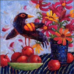 Blackbird Serenade by Cindy Revell Ceramic Tile Mural POV-CR018