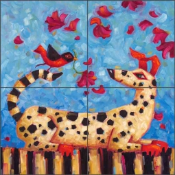 Diversions in Blue by Cindy Revell Ceramic Tile Mural POV-CR019