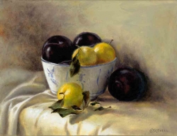 Black and Gold Plums by Cindy Revell Accent & Decor Tile POV-CR022AT