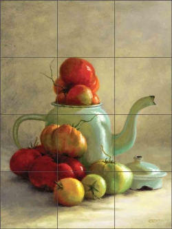 Ripening Tomatoes by Cindy Revell Ceramic Tile Mural POV-CR025