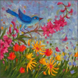 Sojourn Along Highway 93 by Cindy Revell Ceramic Tile Mural POV-CR026