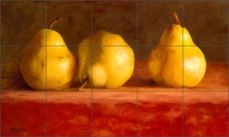 Three Pears by Cindy Revell Ceramic Tile Mural POV-CR028