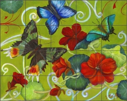 Garden Party 2 by Debbie McCulley Ceramic Tile Mural POV-DM003