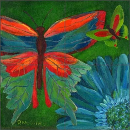 Papillon Verte by Debbie McCulley Ceramic Tile Mural POV-DM006