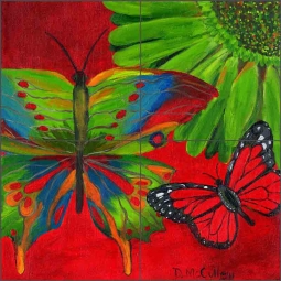 Papillon Rouge by Debbie McCulley Ceramic Tile Mural POV-DM007