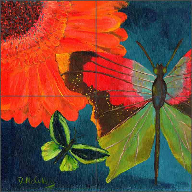 Papillon Bleu by Debbie McCulley Ceramic Tile Mural POV-DM008