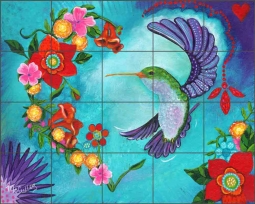 Flamenco in Flight by Debbie McCulley Ceramic Tile Mural POV-DM009