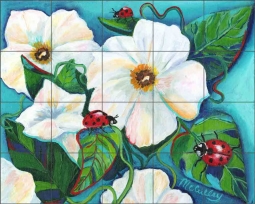 Three Times a Ladybug by Debbie McCulley Ceramic Tile Mural POV-DM014