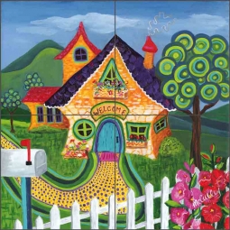Welcome Home by Debbie McCulley Ceramic Tile Mural POV-DM016