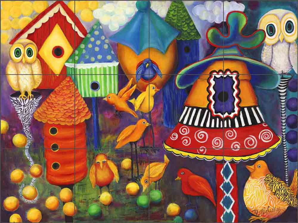 Whoo's House by Debbie McCulley Ceramic Tile Mural POV-DM017