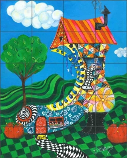 If The Shoe Fits Live In It by Debbie McCulley Ceramic Tile Mural POV-DM024