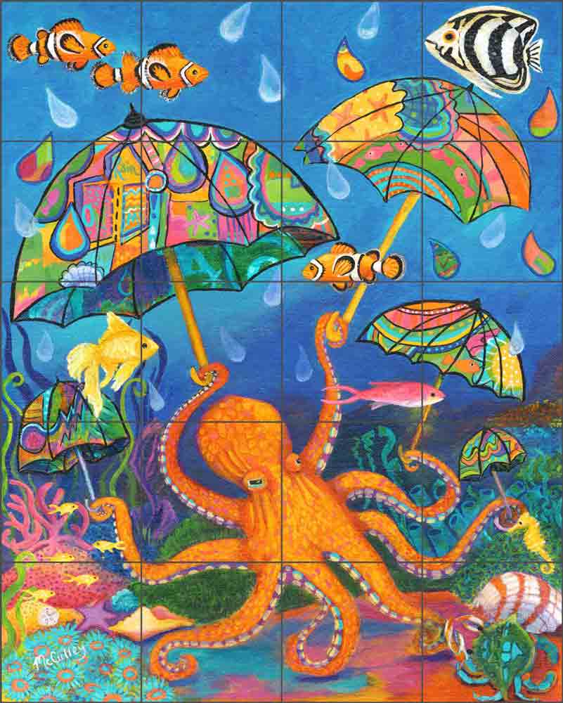 My Octopus's Garden in the Shade by Debbie McCulley Ceramic Tile Mural POV-DM027