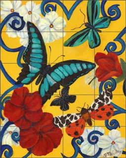 Garden Party 1 by Debbie McCulley Ceramic Tile Mural POV-DM029