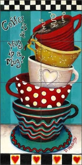 Hug in a Mug by Debbie McCulley Ceramic Tile Mural POV-DM032