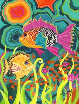 Fish Eyed Fantasy by Debbie McCulley Accent & Decor Tile POV-DM033AT