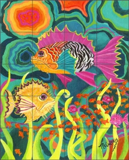 Fish Eyed Fantasy by Debbie McCulley Ceramic Tile Mural POV-DM033