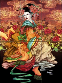 Asian Inspired 2 by Gracjana Zielinska Ceramic Tile Mural POV-GZA005