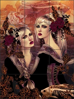 Asian Inspired 4 by Gracjana Zielinska Ceramic Tile Mural POV-GZA007